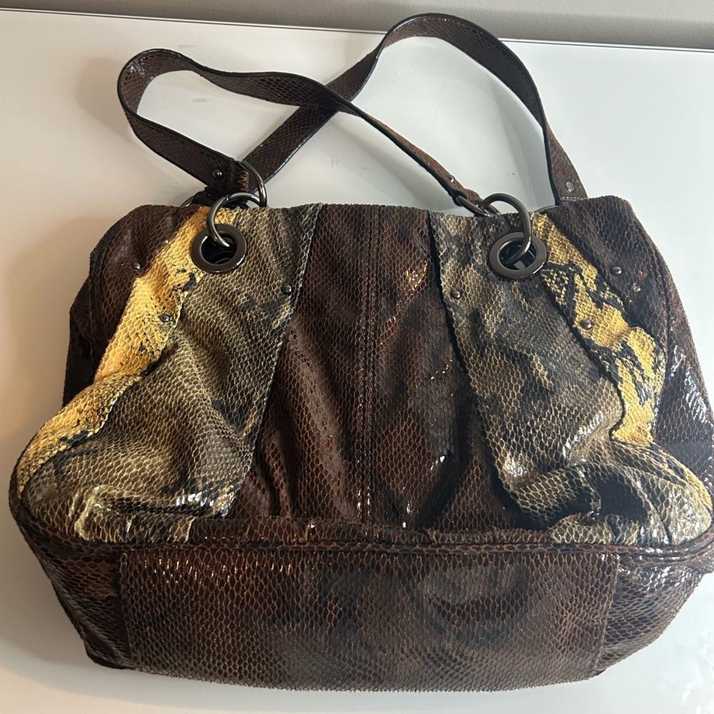 Nine West Brown and Yellow Snake Print Women's Bag